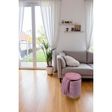 Arte Cotone Mini Kapaklı Kadife Kumaş Dekoratif Silindir Koltuk Puf 25 x 36