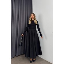 Siyah Çan Model Poplin Elbise