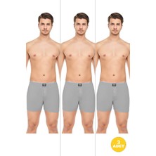 Erkek Rahat ve Konforlu Havlu Bel Pamuklu Düğmeli Boxer 3'lü Paket