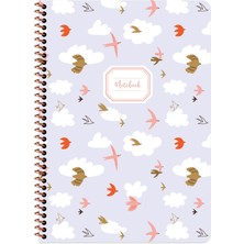 A4 Kareli Spiralli Hayvanlar Defter - Kuş