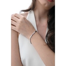 Söğütlü Silver Gümüş Rodyumlu Modern Görünümlü Damla Su Yolu Bileklik SGTL12849RODAJ