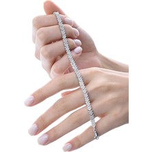 Söğütlü Silver Gümüş Rodyumlu Zirkon Taşlı Modern Görünümlü V Model Uzay Yolu Bileklik SGTL12855RODAJ