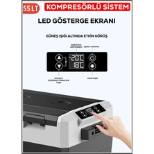 Hoogar German EA 55 LTX Geniş Kabin Tekerlekli Led Ekran Oto Kamp Buzdolabı 12-24 Volt -20 Derece Hızlı Soğutma