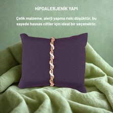 Hazemy Çelik Üzerine Pırlanta Görünümlü Taşlarla Süslü Zarif Bileklik