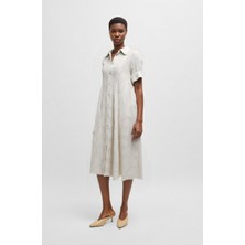 Mary & Mary Çiçek Işlemeli Midi Boy Keten