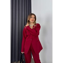 Bordo Havuç Model Blazer Ceket Pantolon Takım