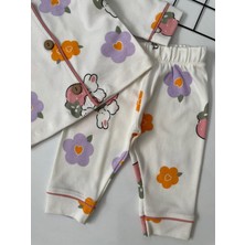 Bebendy Tavşan ve Çiçek Desenli Kız Bebek Pijama Takımı