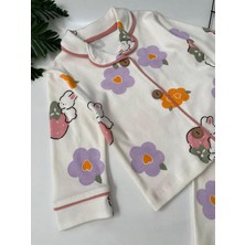 Bebendy Tavşan ve Çiçek Desenli Kız Bebek Pijama Takımı
