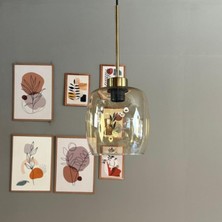 Pearl Cam Bal Rengi Tekli Avize Ince Eskitme Başlık Retro Sarkıt Lamba Salon Aydınlatma