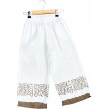 Kız Çocuk Baskılı Etnik Desenli Müslin Bol Paça Pantolon