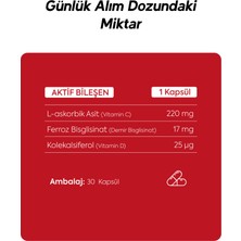 Dr. Henri Ferrocel 30 Kapsül Demir Vitamin C ve D3 İçeren Takviye Edici Gıda 600 mg