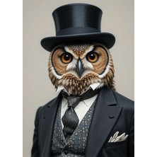 Bedeko Takım Elbiseli Baykuş Mdf Tablo