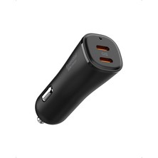Spigen 50W USB-C 2 Port Araç içi Hızlı Şarj Aleti Samsung PPS Destekli Akım Korumalı Güç Adaptörü iPhone & Android & iPad & MacBook Type-C PD 3.0 30W + 20W EV502 - ACP08523