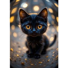 Bedeko Siyah Yavru Kedi Ahşap Tablo