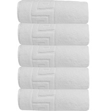 5 Li Otel Ayak Havlusu Bukle Ayak Izli 50 x 70  cm  Beyaz 20/2 Ring 250 gr