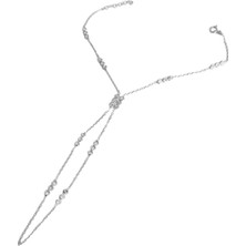 Işıltılı Beyaz Taşlı 925 Ayar Gümüş Sıralı Şahmeran Bileklik - Rodyum