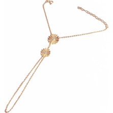 Taşsız Ikili Papatya Desenli Gümüş Şahmeran Bileklik - Rose