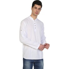 Eliş Şile Bezi Uzun Kol Şile Bezi Bodrum Erkek T-Shirt Beyaz