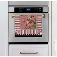 Decofav Bordo Çizgi Dekoratif Botanik Çiçekler Tasarımlı Lazer Kesim Fırın Örtüsü 40 x 53 cm