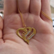 925 Ayar Gümüş Altın Kaplama Isimli Kalpli Kolye