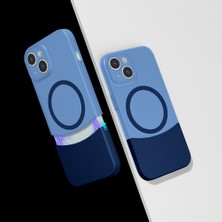 iPhone 15 Kılıf M-Safe Şarj Özellikli Mıknatıslı Ardx Duble Kapak - Lacivert
