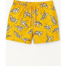 Erkek Çocuk Lemon Party Kaplumbağa Desenli  Deniz Şortu Sarı