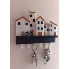 Minik Evler V1 Anahtarlık-Duvar Askılı Anahtarlık - Anahtarlık Askısı-Duvar Anahtarlığı (22X18 Cm)