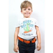 Babbelt Kids Elastik Örgü Çocuk Kemeri Beyaz Denizci Baskılı