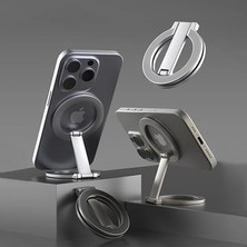 Çok Fonksiyonlu 360 Dönebilen Manyetik Katlanır Telefon Tutucu (Gri)