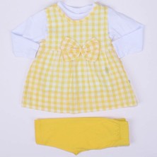 Kız Bebek Sarı Ekoseli Gofre 3'lü Takım - 1010699