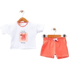 by BebekOdam Kız Bebek Beyaz Turuncu Sweetest Yazılı Baskılı Şortlu 2'li Takım - 1014302