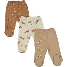 Kız Bebek Ekru Kahve Yusufcuk Baskılı 3'lü Tek Alt Set - 1013270