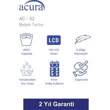 Acura Ac-52 Ce Onaylı 20KG Kapasiteli Dijital Bebek Tartısı