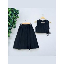 Kız Çocuk Pamuklu Yelek Etek Takım