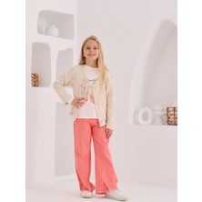 Kız Çocuk Üçlü Hırka Tshirt Pantolonlu Takım