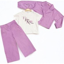 Kız Çocuk Pantolon Ceket T-Shirt Üçlü Takım