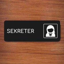 Sekreter Alüminyum Ofis Departman Kapı Isimliği, Yönlendirme Levhası 24X9 cm Siyah Renk