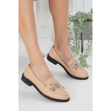 Dilimler Ayakkabı Taşlı Cilt Nude Kadın Günlük Ayakkabı