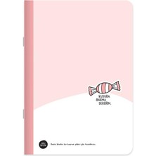 Hisli Şeyler Çizgili Tel Dikişli Stickerli Defter 18,5 x 26 cm - Kusura Bakma Şekerim