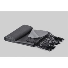 Armanda Çift Taraflı Düz Renk Ipek Şal 3011-SIYAH Gri