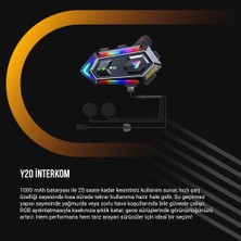 Always Teknoloji Y20 5.3 Motosiklet Kask Kulaklık Intercom Işıklı Motorsiklet Interkom