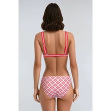 Kom Koma Desenli Üçgen Bikini Kırmızı