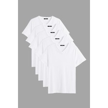 Erkek Çok Renkli T- Shirt Regular Fit Rahat Kesim V Yaka 5'li Basic Tişört Paketi