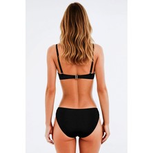 Kom Verde Düz Renk Toparlayıcı Büstiyer Bikini Siyah