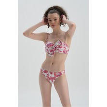 Fuşya - Beyaz Düşük Bel Bikini Alt