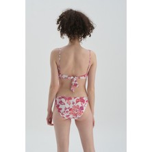 Fuşya - Beyaz Düşük Bel Bikini Alt
