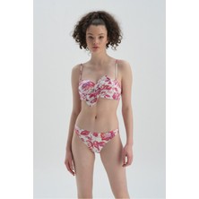 Fuşya - Beyaz Düşük Bel Bikini Alt