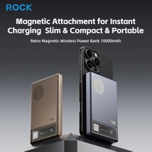 Rock 10000 Mah Retro Taşınabilir Şarj Cihazı Pd 20W Magsafe Kablosuz Powerbank - Uzay Grisi