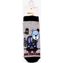 Katamino Erkek Çocuk Soket Çorap Ayıcık Desenli 1-2-7-8 Yaş, Gri
