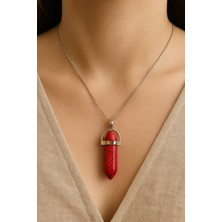Mercan Taşı Kolye – Huzur Veren Doğal Taş – Kadın Erkek Unisex – Sevgiliye, Anneye, Erkek Arkadaşa Ahşap Kutulu Hediye